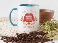 Sweater Weather Personalised Name Mug – Cosy Red Jumper Design for Autumn Lovers, Hygge Evenings and Fall Birthdays