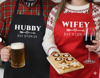 Personalised Couple Aprons – Matching Custom Name Aprons with Adjustable Fit