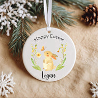 Bunny Easter Ornament 2025 - Flower & Butterfly Keepsake with Name for Kids