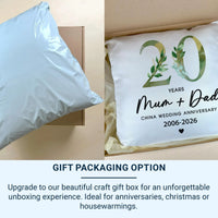 20th Anniversary Cushion – Personalised Anniversary Gift | Floral Marriage Keepsake