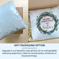 Personalised Family Christmas Cushion - Festive Wreath Keepsake with Your Family Name