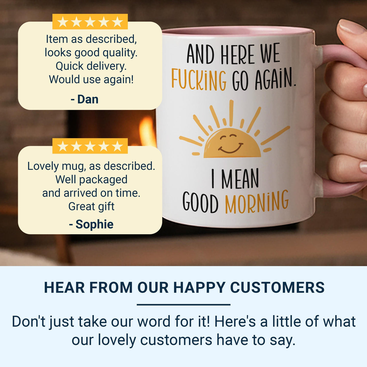 Funny Morning Sarcastic Mug - And Here We Go Again, Good Morning Humour Gift