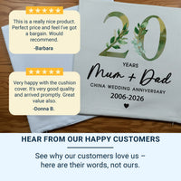 20th Anniversary Cushion – Personalised Anniversary Gift | Floral Marriage Keepsake