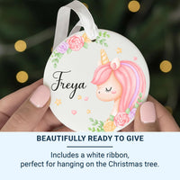 Unicorn Ornament - Magical Kids Keepsake with Name for Christmas Tree & Nursery