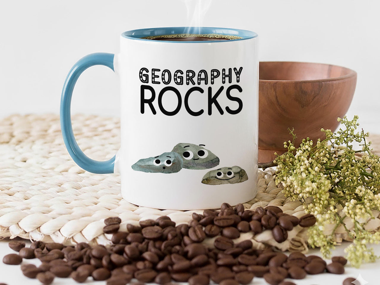 Geography Rocks Teacher Mug - Funny Subject Gift with Smiling “Rocks” - End of Term Thank-You and Staffroom Laughs