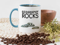 Geography Rocks Teacher Mug - Funny Subject Gift with Smiling “Rocks” - End of Term Thank-You and Staffroom Laughs