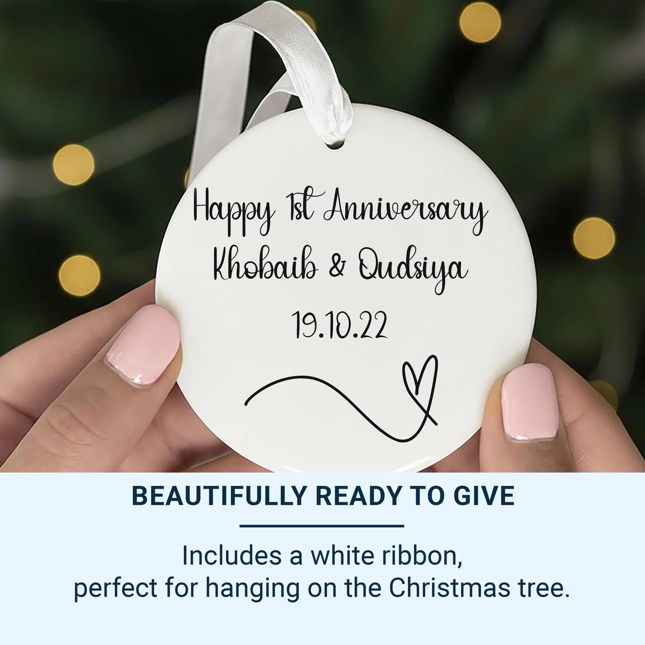 Celebrate the Milestone: Personalised 1st Wedding Anniversary Ornament, Paper Keepsake