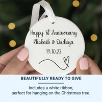 Celebrate the Milestone: Personalised 1st Wedding Anniversary Ornament, Paper Keepsake