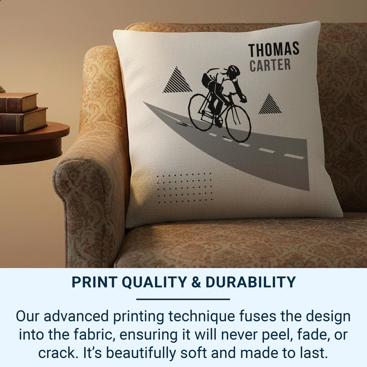 Personalised Cycling Cushion - Custom Name Cushion | Sport Lover Gift Bike Pillow