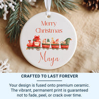 Red Train Ornament - Festive Kids Keepsake with Animals for Christmas Tree