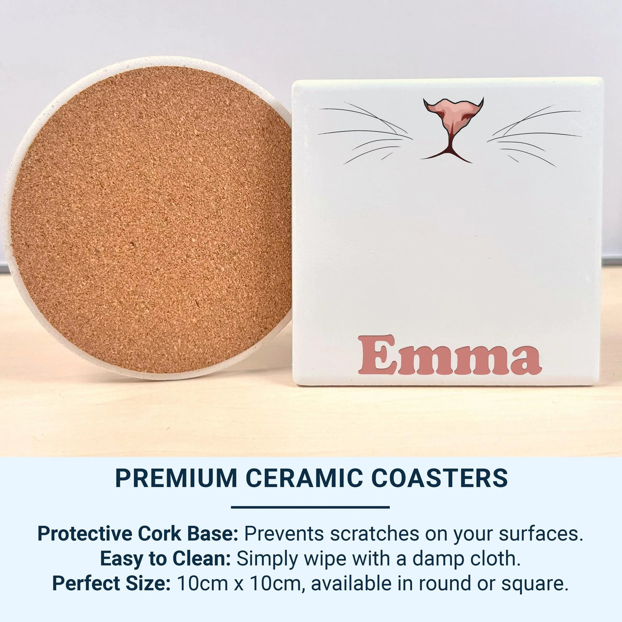 Personalised Cat Mug – Cute Pink Cat Nose Cup with Whiskers Design & Bold Name