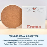 Personalised Cat Mug – Cute Pink Cat Nose Cup with Whiskers Design & Bold Name