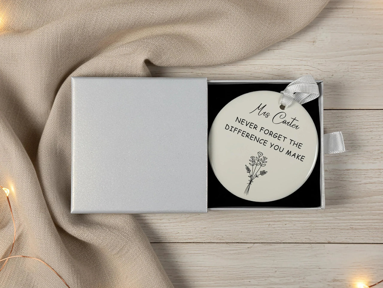 Never Forget the Difference You Make Customised Ceramic Ornament - Thank You Gift for Teacher