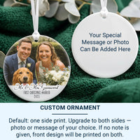 First Christmas Married Photo Ornament - Mr and Mrs Ceramic Bauble - Perfect 1st Xmas Couple Present - Unique Christmas Gift for Newlyweds