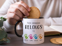 This Grandad Belongs To… Personalised Mug – Grandchildren Handprints and Names – Father’s Day, Birthday and Everyday Grandad Hug
