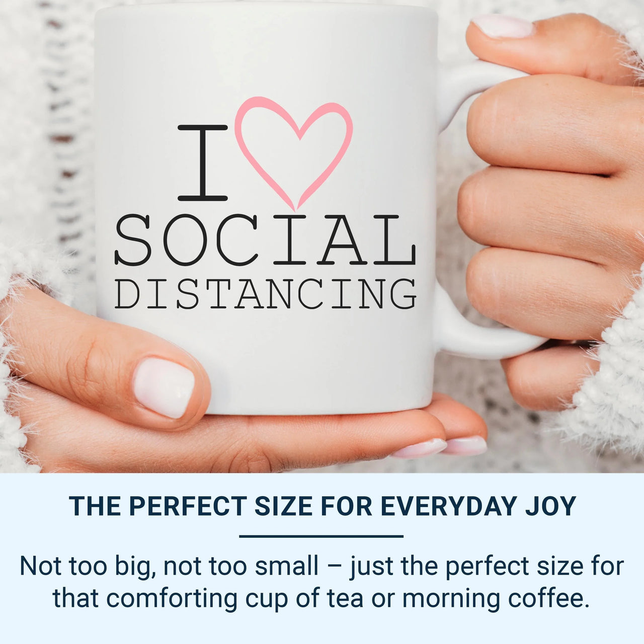 Funny Social Distancing Mug _ Introvert Humour Gift with Heart Design
