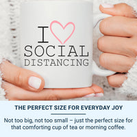 Funny Social Distancing Mug _ Introvert Humour Gift with Heart Design
