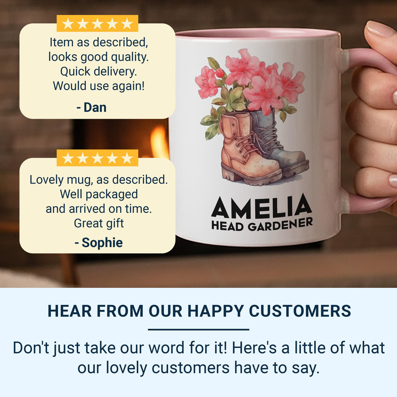 Head Gardener Personalised Mug – Name and Blooming Boots Design for Garden Lovers – Green_Thumb Thank_You and Allotment Tea