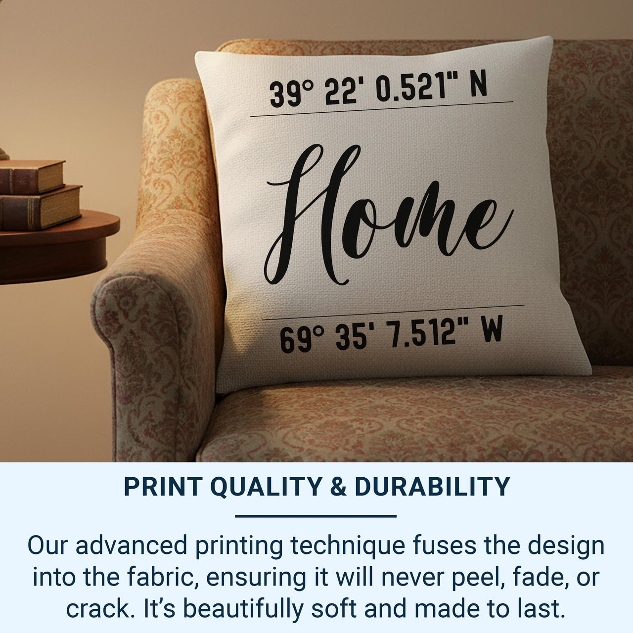 Personalised Coordinates Cushion - Custom Location Keepsake for Home, Family & Couples
