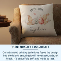 Personalised Easter Bunny Cushion with Name - Playful Spring Keepsake for Children and Family Homes