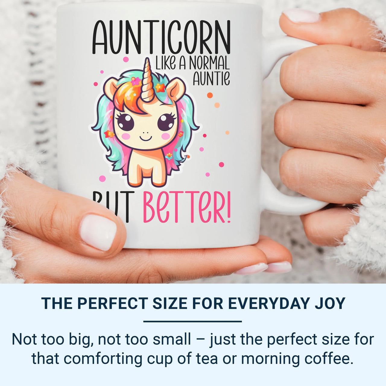 Aunticorn Mug – Funny Aunt Gift – “Like a Normal Auntie, But Better” Rainbow Unicorn for Birthdays and Just Because