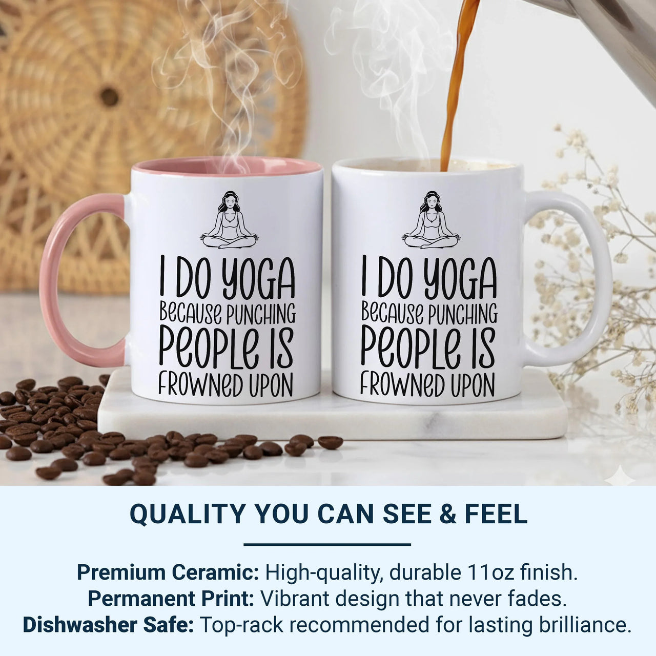 Funny Yoga Mug – Ceramic Meditation Cup | Stress Relief Gift For Yoga Lovers