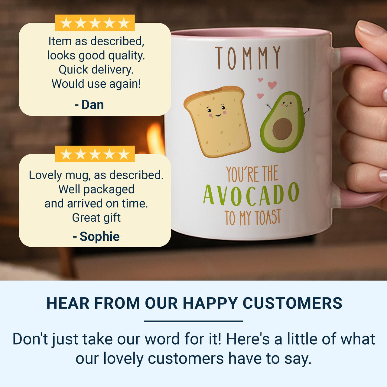 You’re the Avocado to My Toast Personalised Mug – Cute Foodie Pair with Name – Funny Romantic Valentine and Anniversary Gift