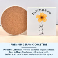 Happy Retirement Personalised Mug – Floral Name Design – Leaving Gift and New_Chapter Keepsake for Colleagues and Friends