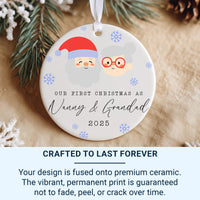 Nanny & Grandad Ornament - First Christmas Keepsake with Santa Faces for Grandparents