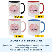 I’d Rather Be Crafting Mug – Pink Watercolour with Gold Border – Gift for Makers, Sewers and Knitters