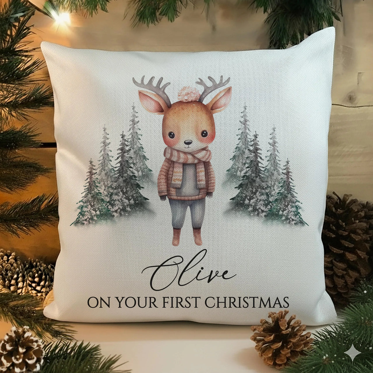 Personalised Baby Cushion – Custom Nursery Cushion | Baby's First Christmas Gift