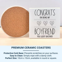 Funny Boyfriend Mug – “Congrats on Being My Boyfriend, You Lucky B***ard” – Cheeky Romantic Gift for Anniversary and Valentine’s