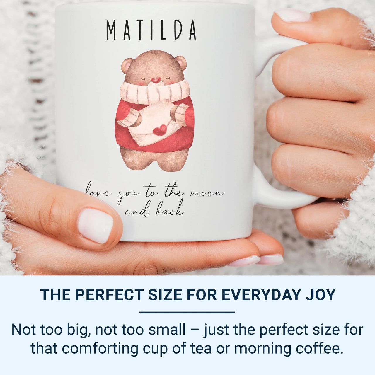 Personalised Kids Mug – Love You to the Moon and Back with Cozy Bear Heart