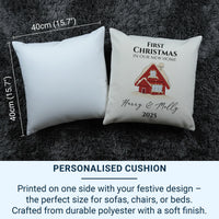 Personalised Christmas Cushion – Snowy House Cushion With Custom Name Pillow Insert