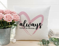 Personalised Heart Cushion – Romantic Gift Cushion with Custom Names & Hidden Zip