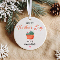 Cactus Mother Day Ornament - Playful Keepsake with Hearts & Names for Mum