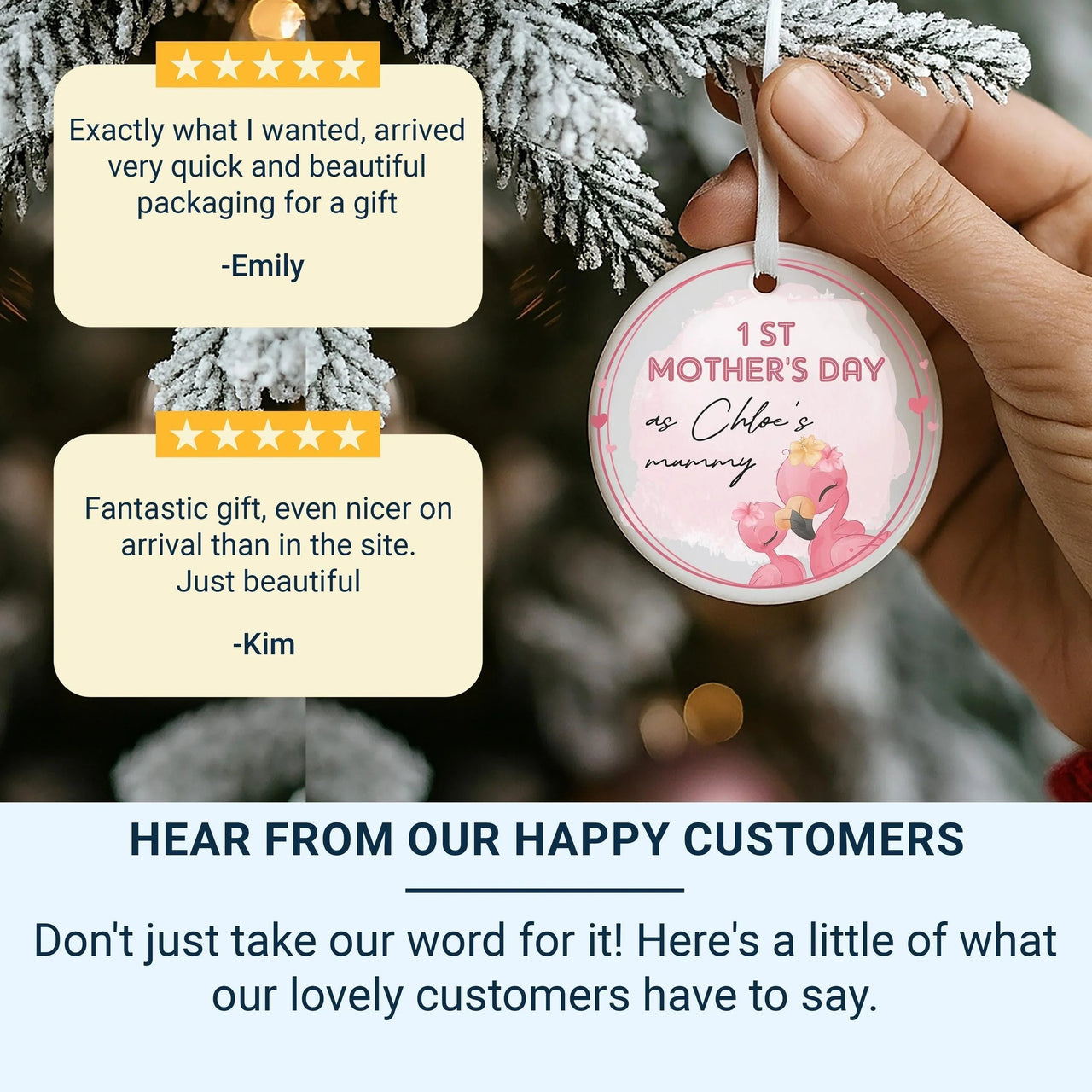 Flamingo First Mother Day Ornament - Joyful Keepsake with Name for New Mums