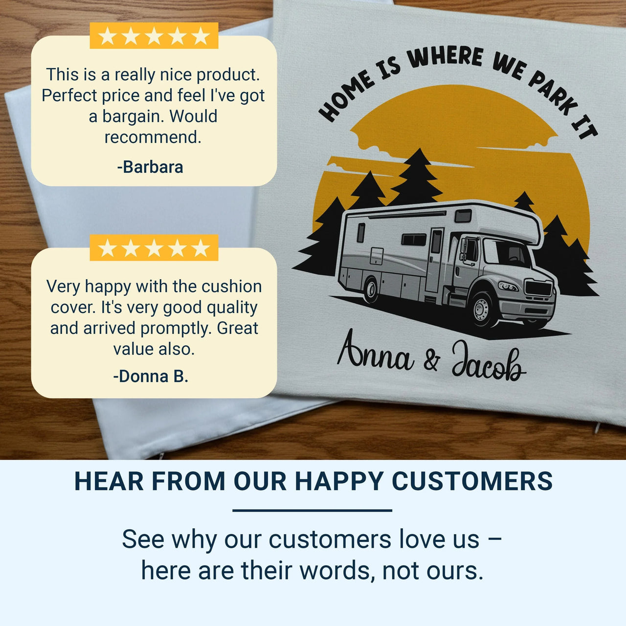 Personalised Campervan Cushion - Custom Travel Pillow | Sunset Adventure Keepsake Gift DENMARY