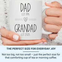 Dad to Grandad EST. Dates Mug - Personalised Year with Heart Icon - Promoted to Grandad Pregnancy Reveal and New Grandad Gift