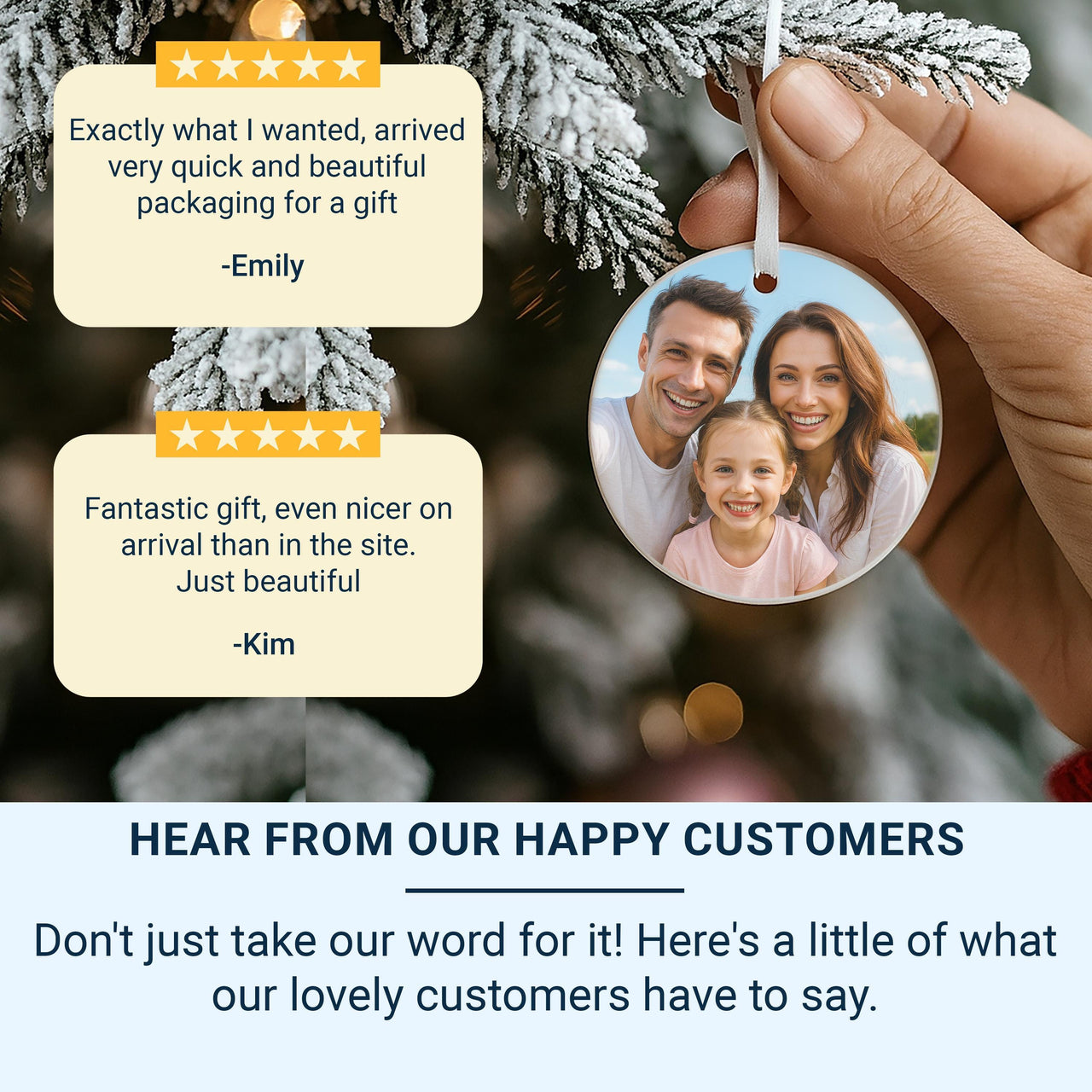 Custom Photo Christmas Ornament - Round Ceramic Decoration | Personalise with Your Picture | Family and Friends Gift