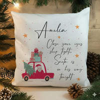 Personalised Santa Cushion – Custom Name Christmas Car Cushion | Plush Holiday Pillow
