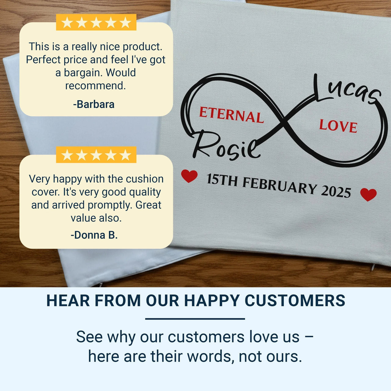 Personalised Infinity Cushion - Eternal Love Keepsake for Couples, Weddings & Anniversaries