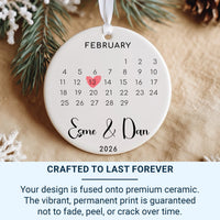Calendar Date Ornament - Special Day Keepsake with Heart & Names for Couples