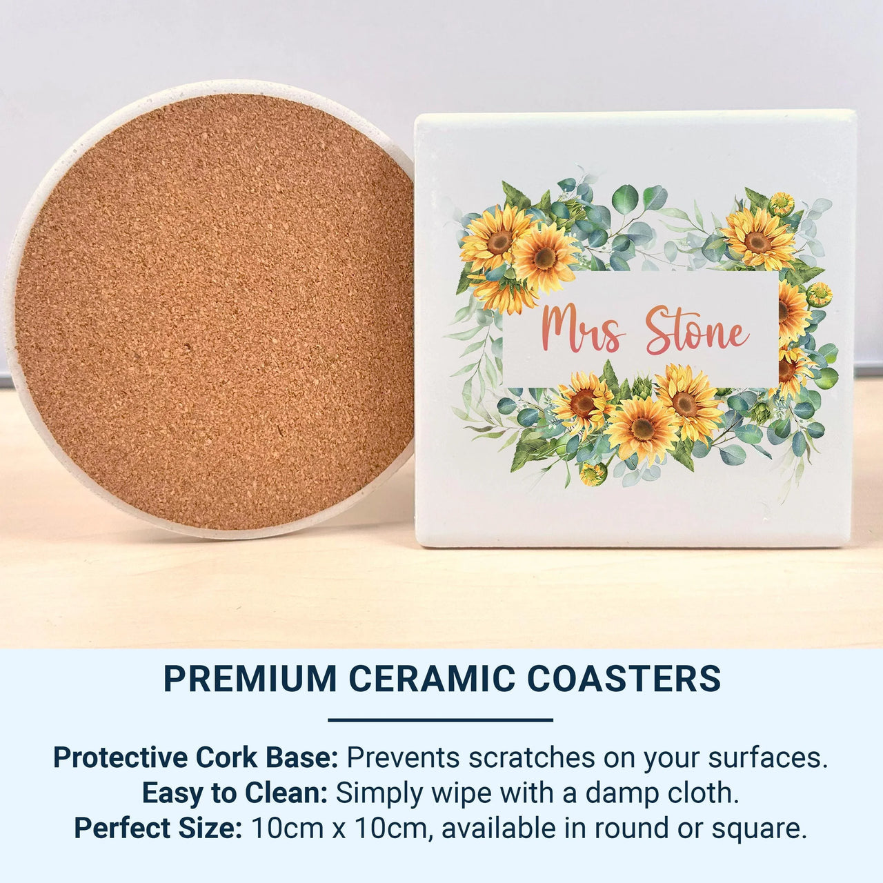 Personalised Mrs Mug – Sunflower Wreath Bride Wedding Gift Keepsake Cup