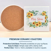 Personalised Mrs Mug – Sunflower Wreath Bride Wedding Gift Keepsake Cup