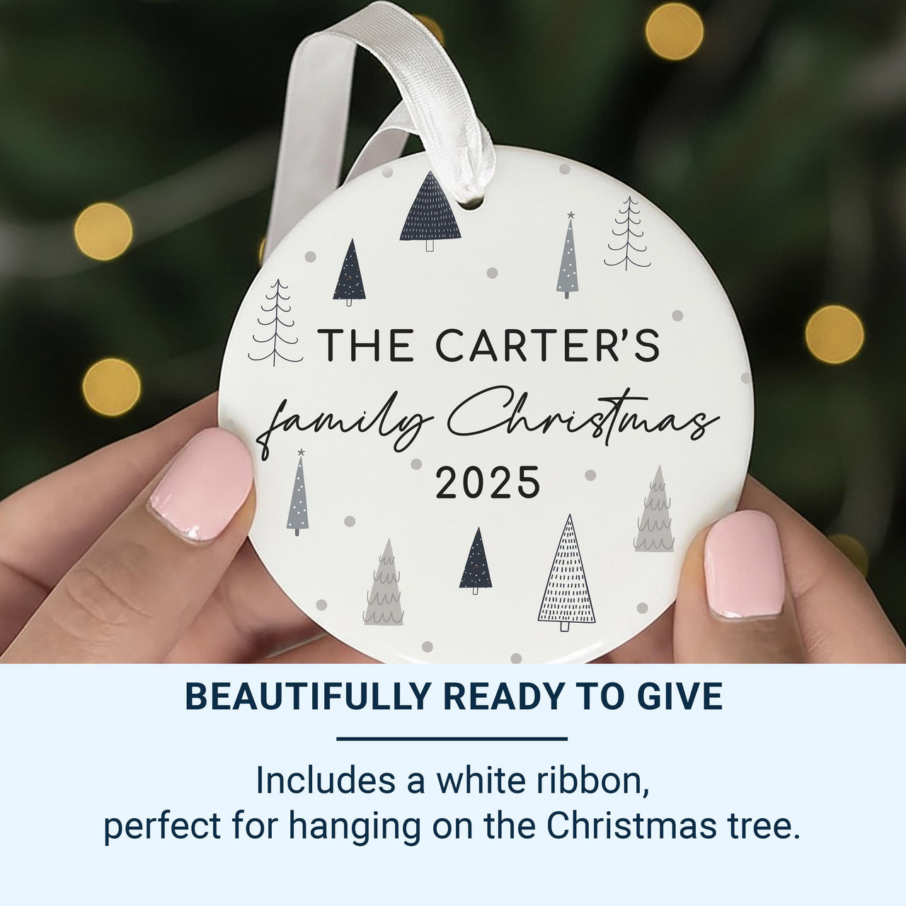 Personalised 2025 Family Christmas Bauble | Ceramic Tree Ornament | Xmas Family Decoration | Unique Gift Idea