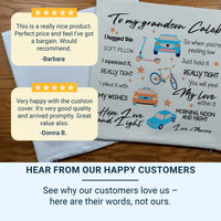 Personalised Grandson Cushion – Custom Kids Cushion with Playful Car & Stars Design