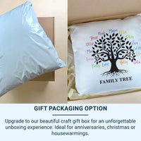 Personalised Family Tree Cushion, Gift for Christmas or Birthday, Retirement Present, Anniversary Pillow Case, Home Decor, Family Quote