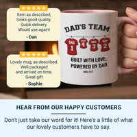 Dad’s Team Personalised Family Mug – Names, Numbers and “Built with Love” – Father’s Day, Birthday and Christmas Gift for Dad