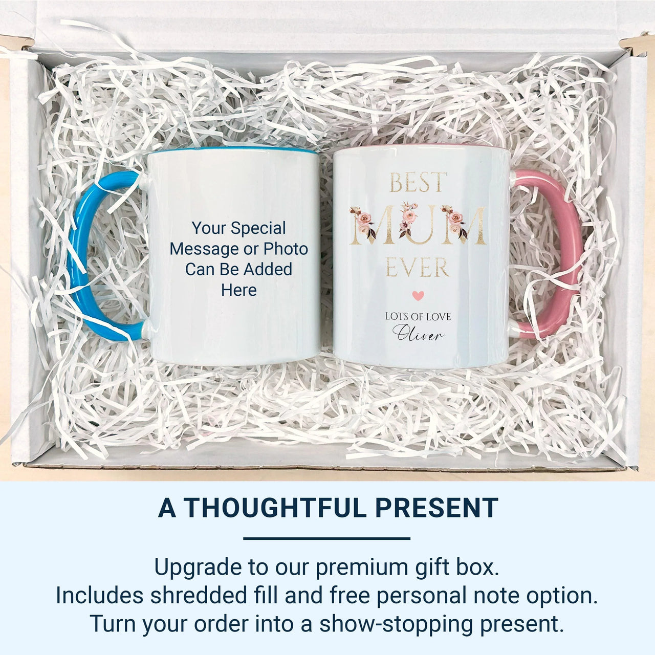 Best Mum Ever Mug – Personalised Child Name Coffee Cup with Heart and Roses